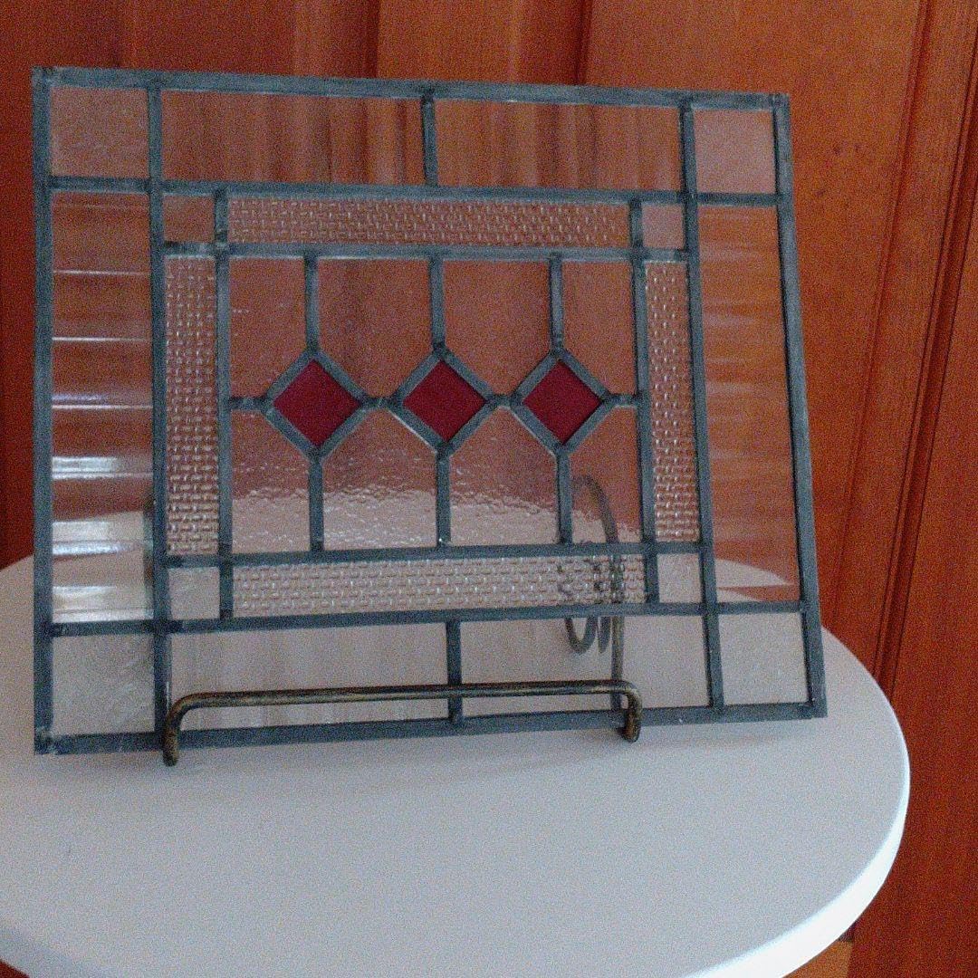 新品　デッドストック　ステンドグラス　赤　レッド　ひし形　ダイヤ デッドストック ステンドグラス 赤 レッド ひし形 ダイヤ